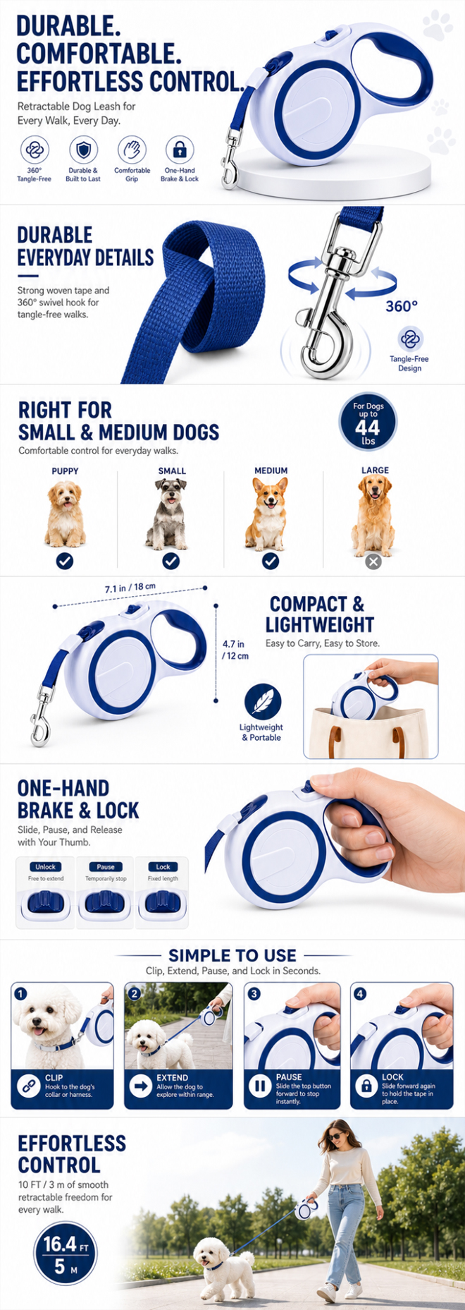 Everyday Control Retractable Dog Leash detail image