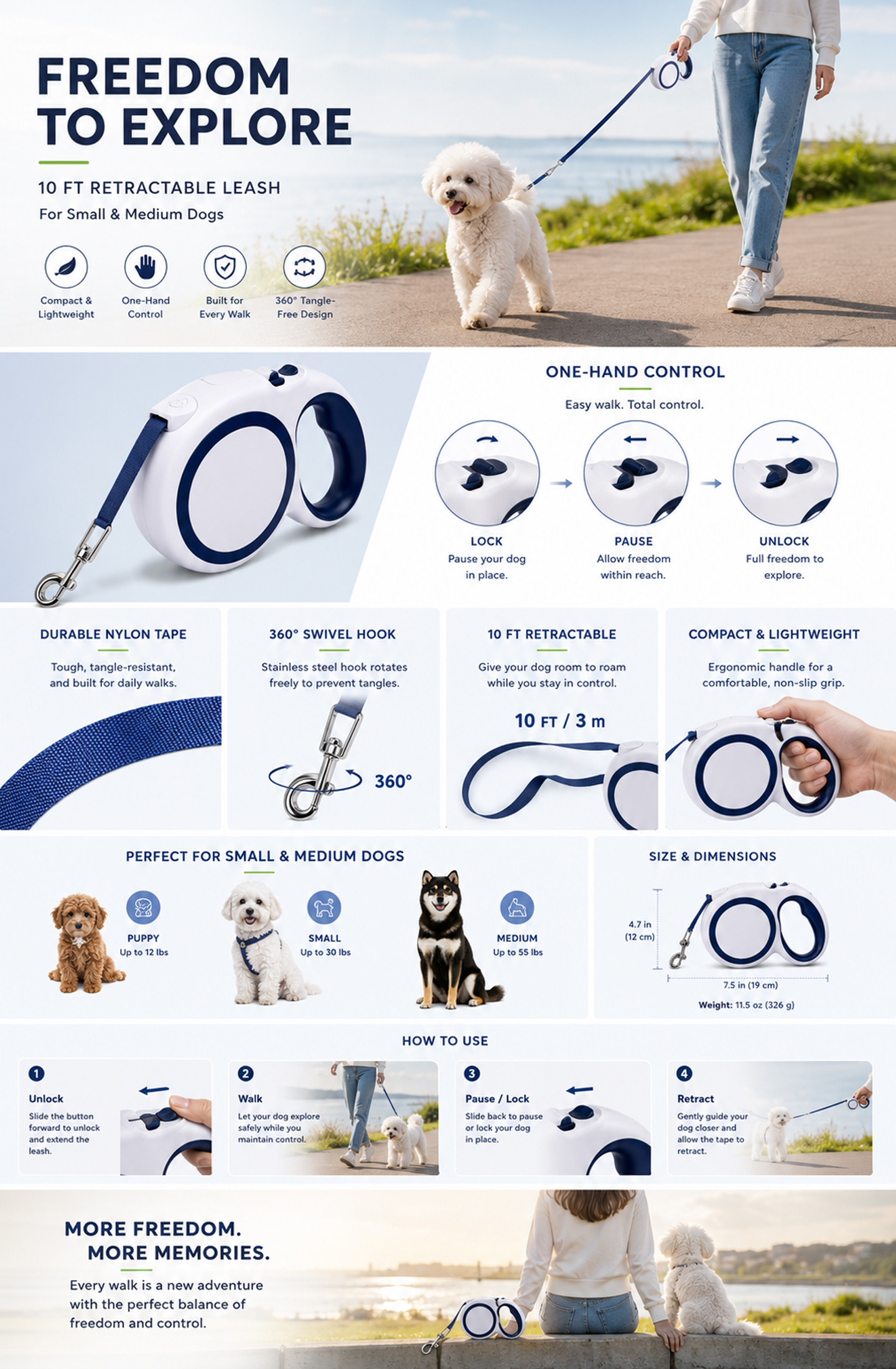 Everyday Control Retractable Dog Leash detail image