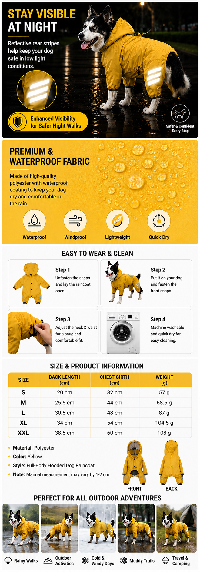 Full-Cover Dog Rain Jacket detail image