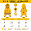 Dog rain jacket size and product information