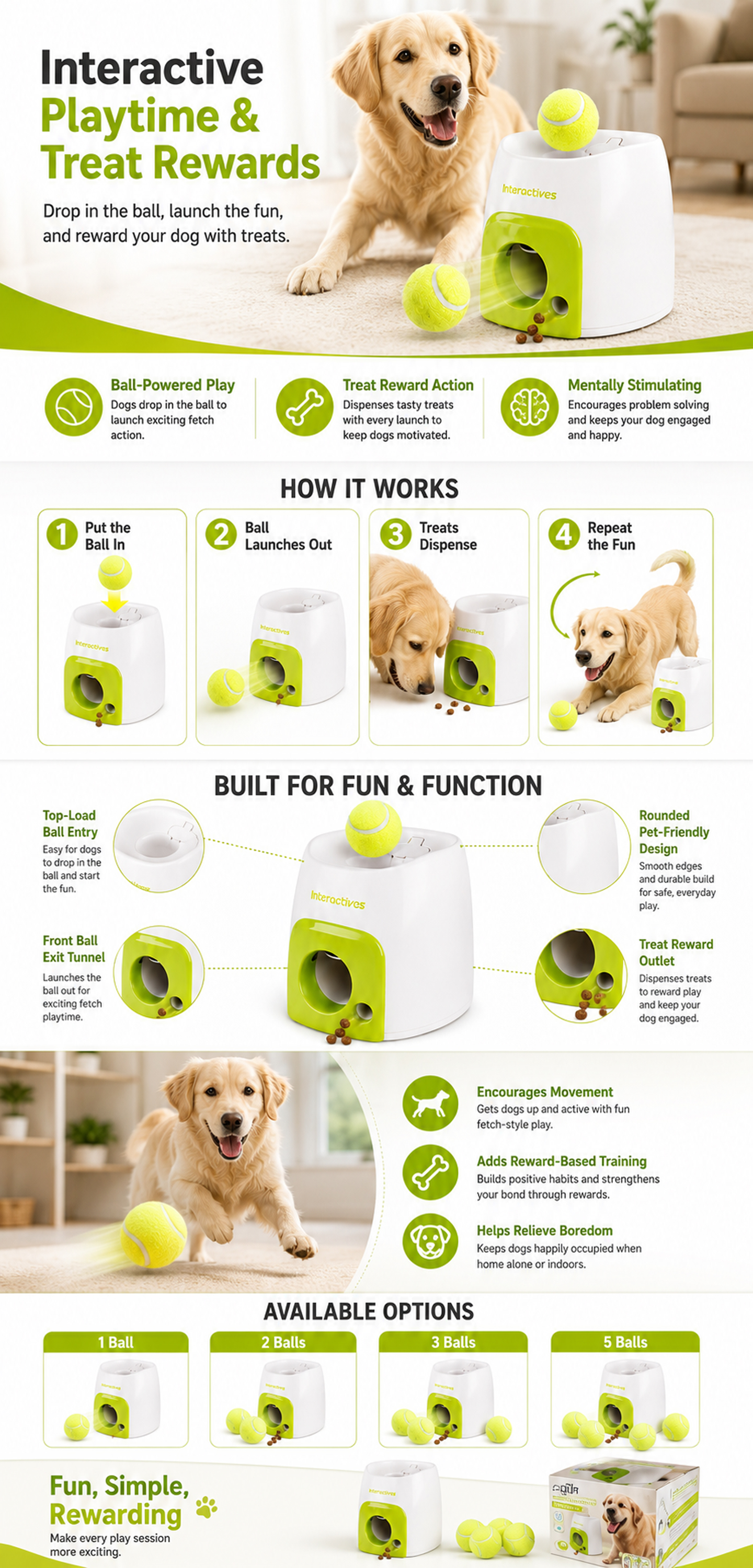 Gravity Roll-Out Ball & Treat Reward Toy for Dogs detail image