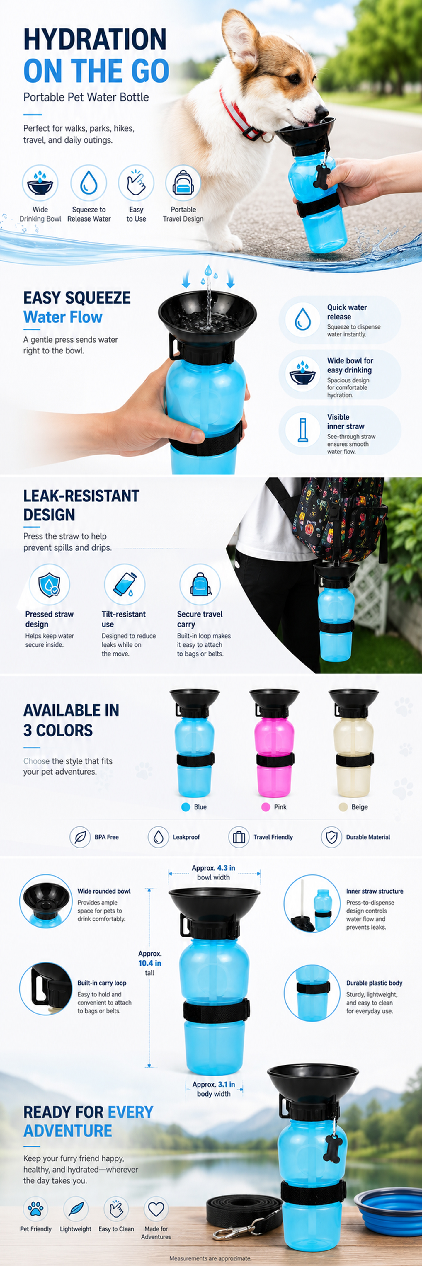On-the-Go Squeeze Dog Water Bottle detail image