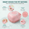 Pet bath brush shampoo dispensing feature