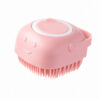 Pink Refillable Silicone Pet Bath Brush on white background