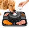 Classic pattern black slow feeder tray in use