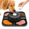 Rolling slow feeder bowl pro with square tray in use